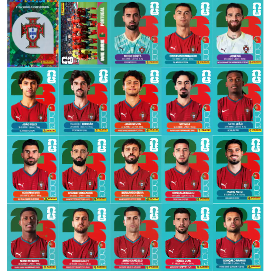 Figurinhas Portugal Copa do Mundo 2026 para Imprimir em PDF 1
