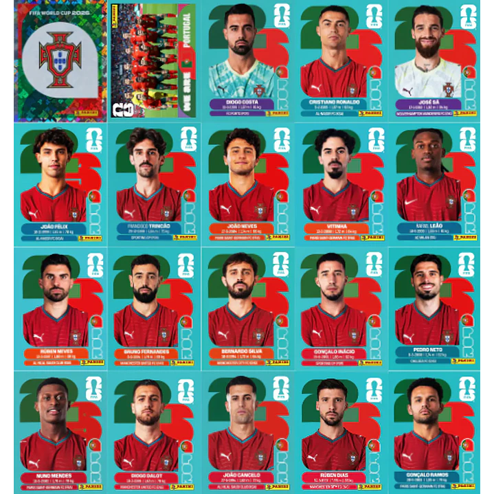 Figurinhas Portugal Copa do Mundo 2026 para Imprimir em PDF 1