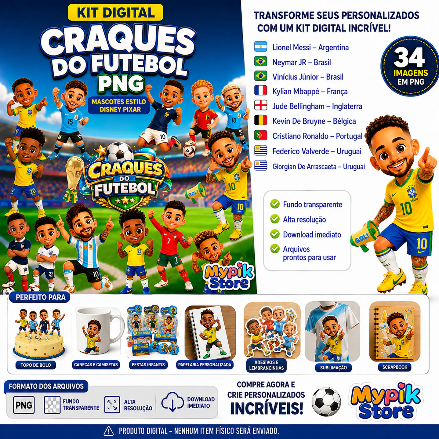 Kit Digital Mascotes Craques das Seleções PNG  3