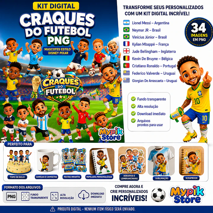 Kit Digital Mascotes Craques das Seleções PNG  3