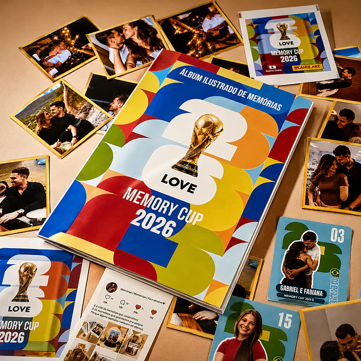 Álbum da Copa de Casal Editável no Canva Dia dos Namorados - Download Imediato 1