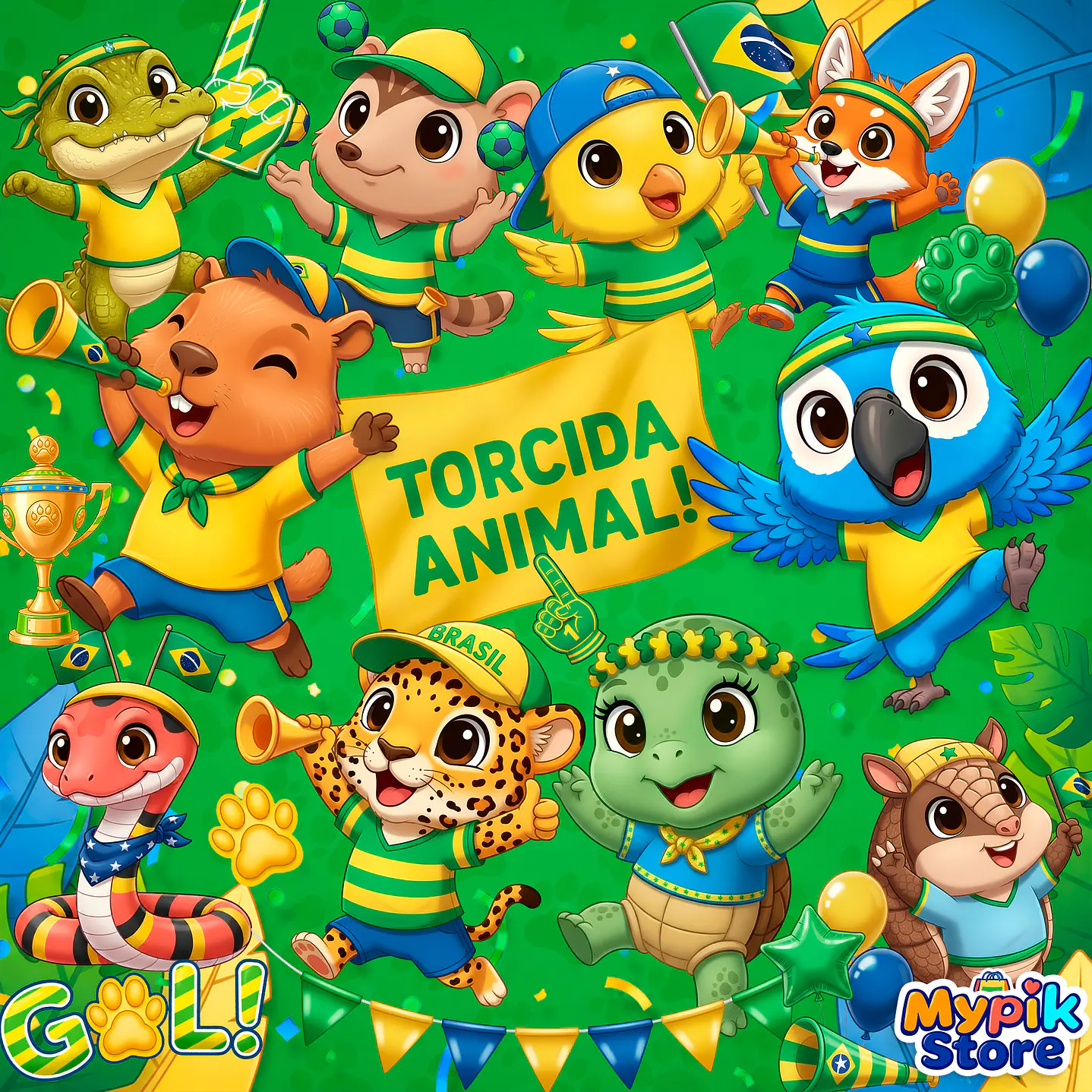 Kit Digital Copa dos Bichinhos Brasil Copa do Mundo PNG 1