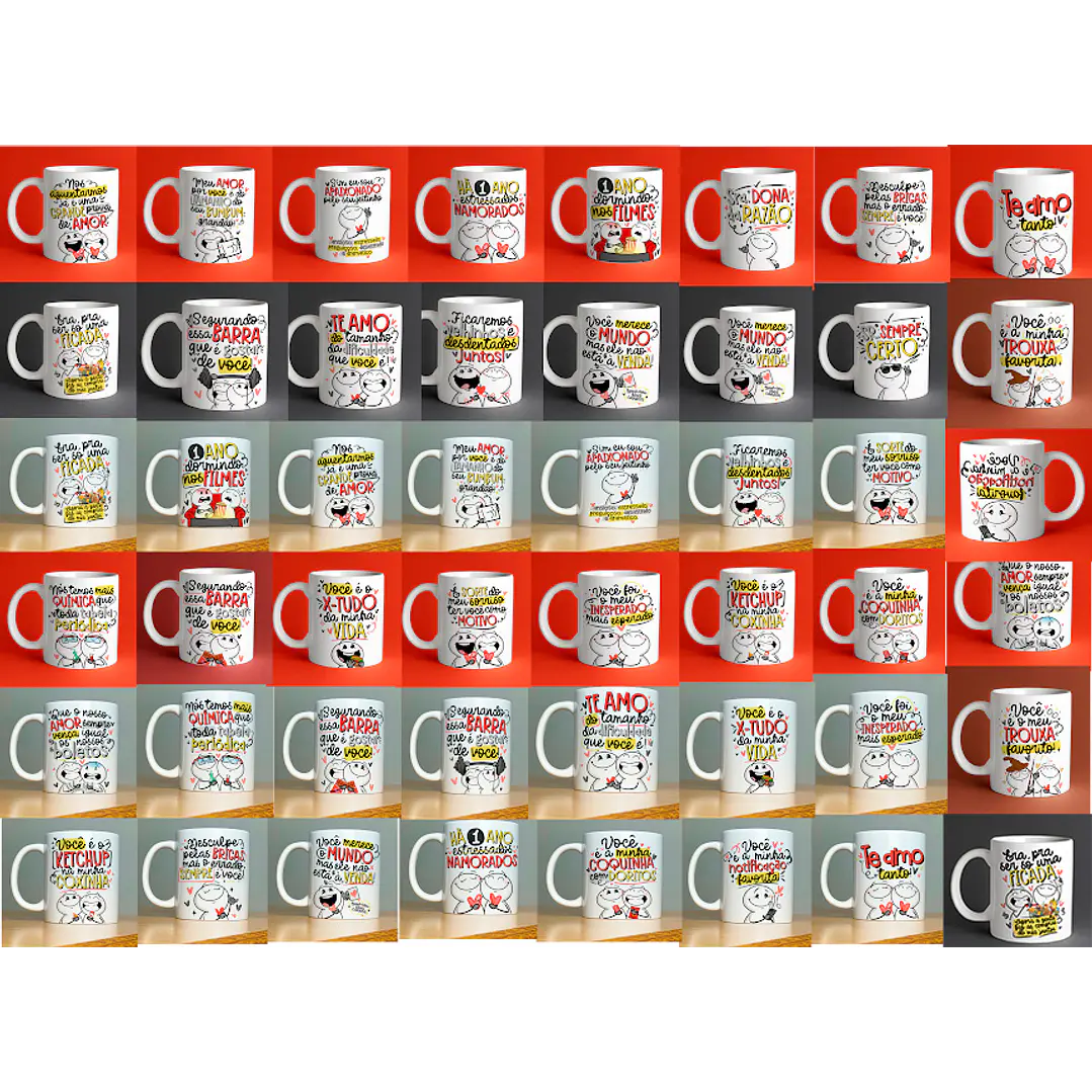 Kit Digital 35 Artes para Canecas Dia dos Namorados PNG 1