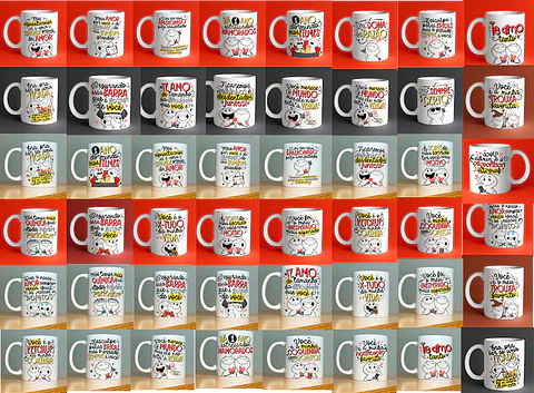Kit Digital 35 Artes para Canecas Dia dos Namorados PNG