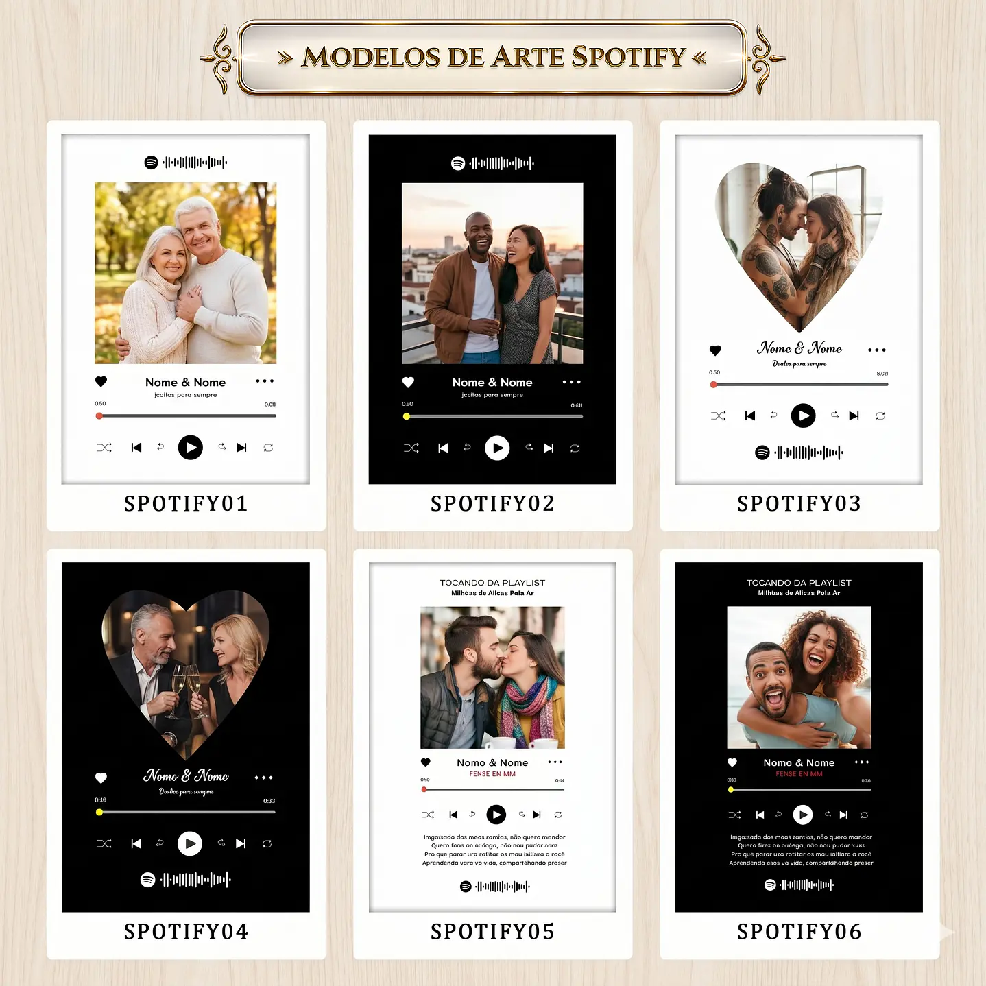 Pack 18 Artes Quadros Dia dos Namorados Spotify Editáveis Canva PSD 1