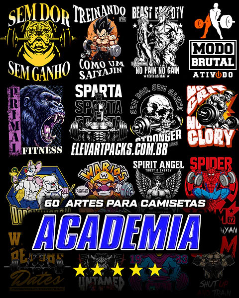 Pack Academia Fitness PNG e CDR - Artes para Estamparia