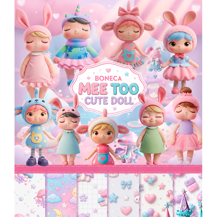 Kit Digital Boneca Mee Too Cute Doll PNG e Fundos JPG 1