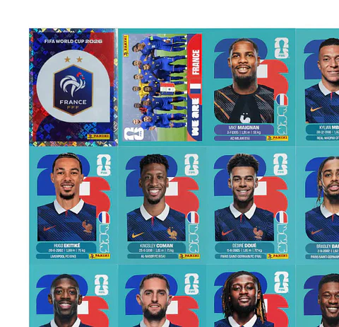 Figurinhas da França Copa 2026 para Imprimir em PDF