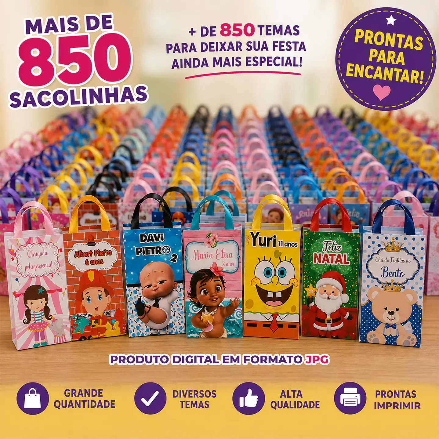 Combo 850 Sacolinhas Para Festa Prontas Para Imprimir 1