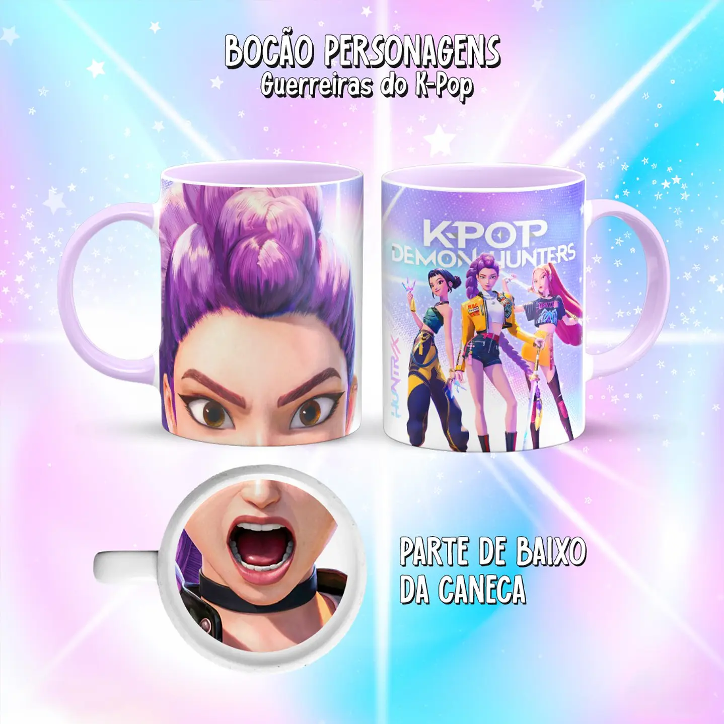 Kit 10 Artes Caneca Bocão Guerreiras do K-Pop PNG 2