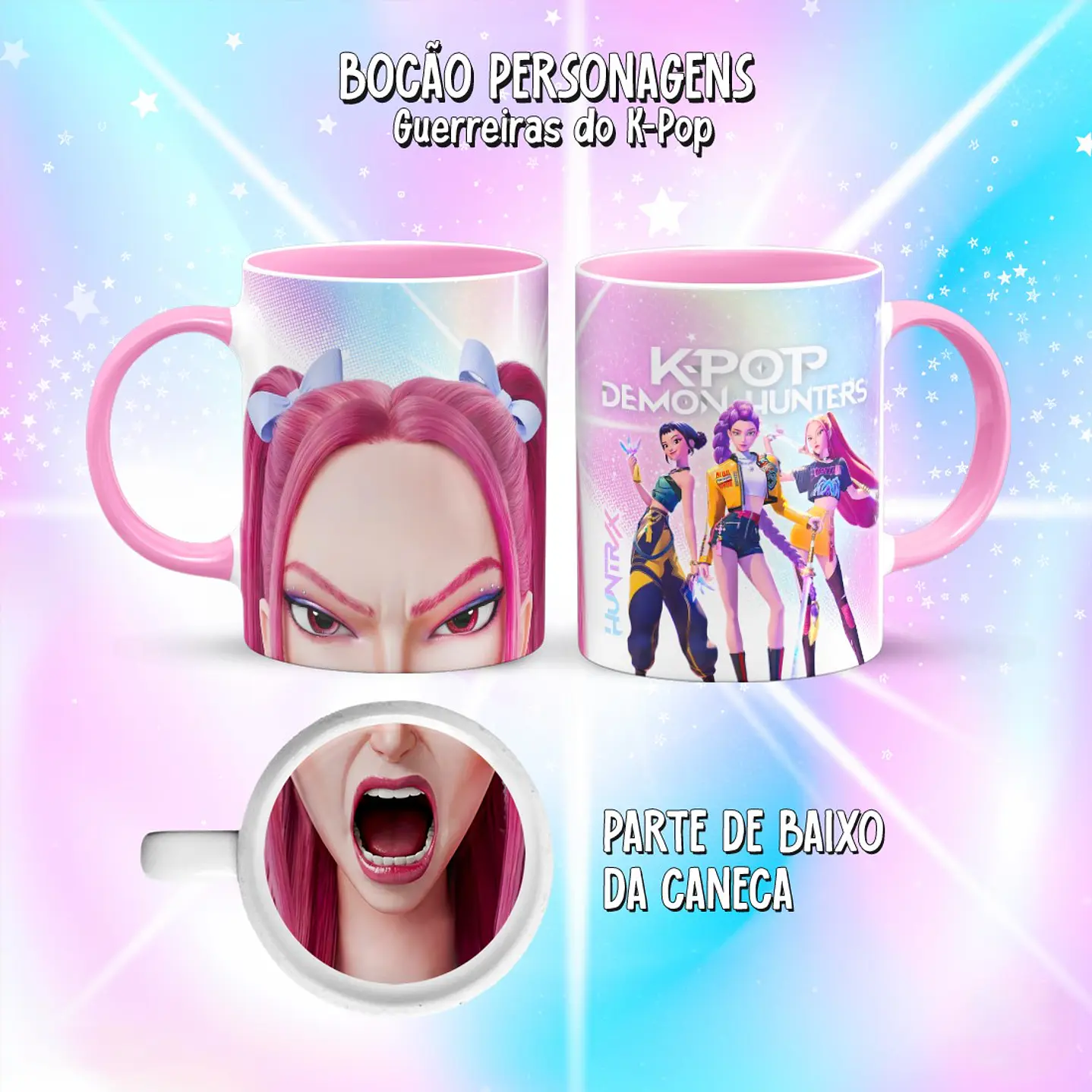 Kit 10 Artes Caneca Bocão Guerreiras do K-Pop PNG 3