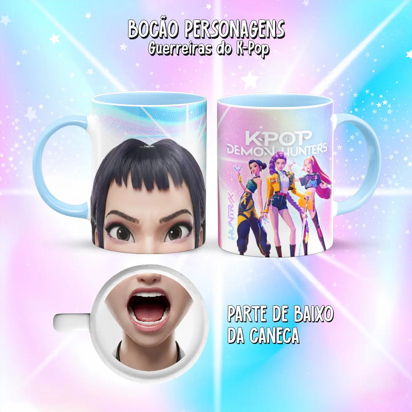 Kit 10 Artes Caneca Bocão Guerreiras do K-Pop PNG 6
