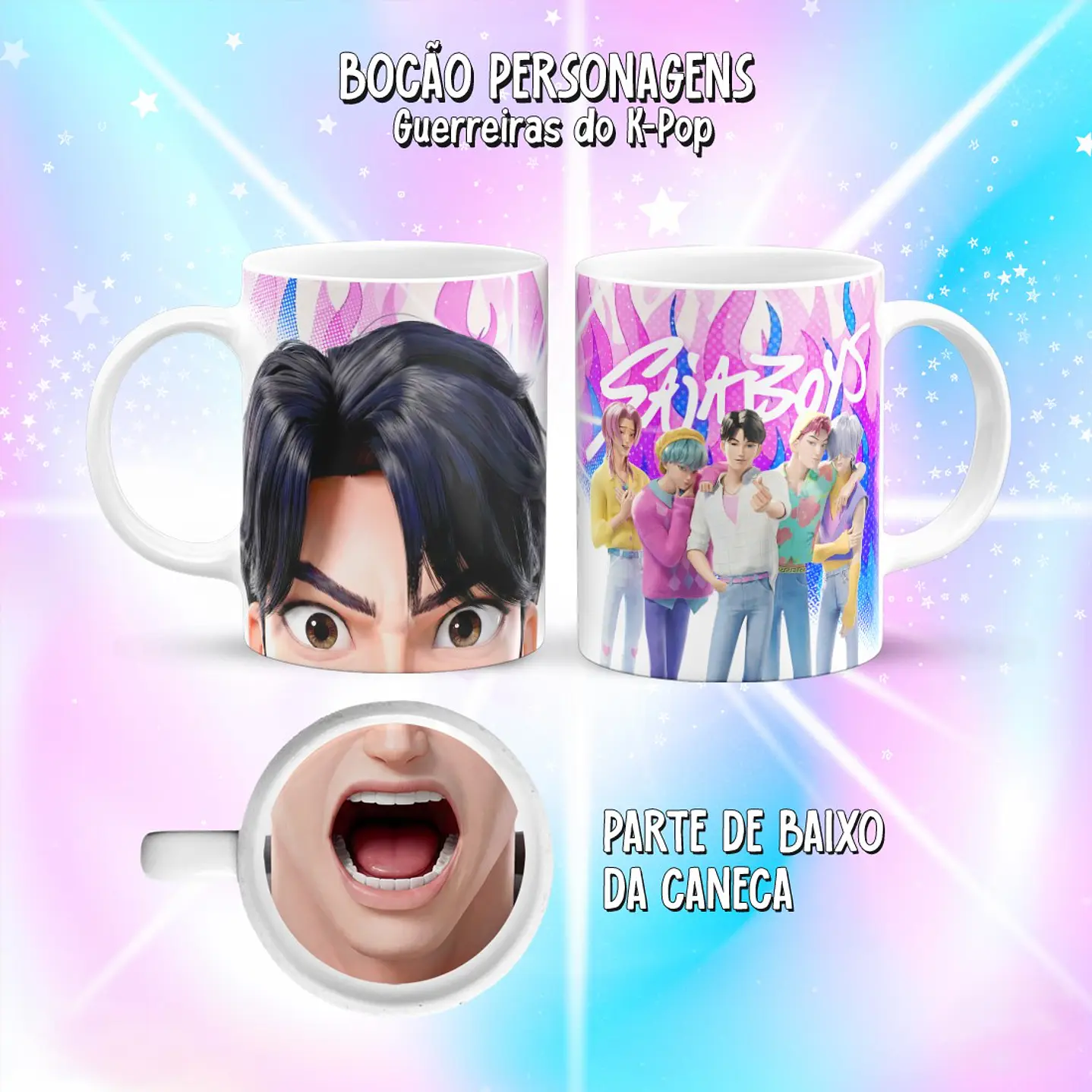 Kit 10 Artes Caneca Bocão Guerreiras do K-Pop PNG 9