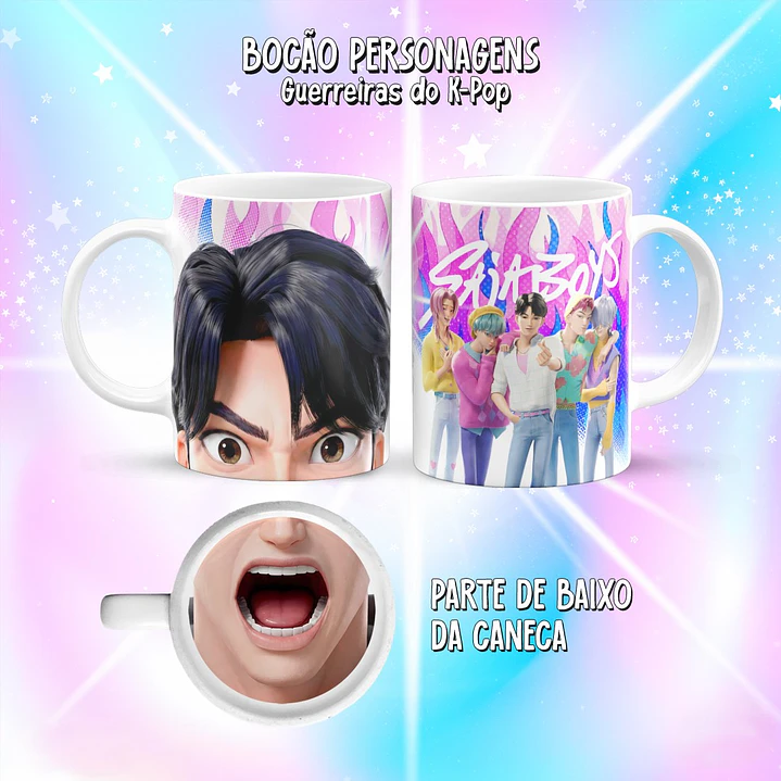 Kit 10 Artes Caneca Bocão Guerreiras do K-Pop PNG 9