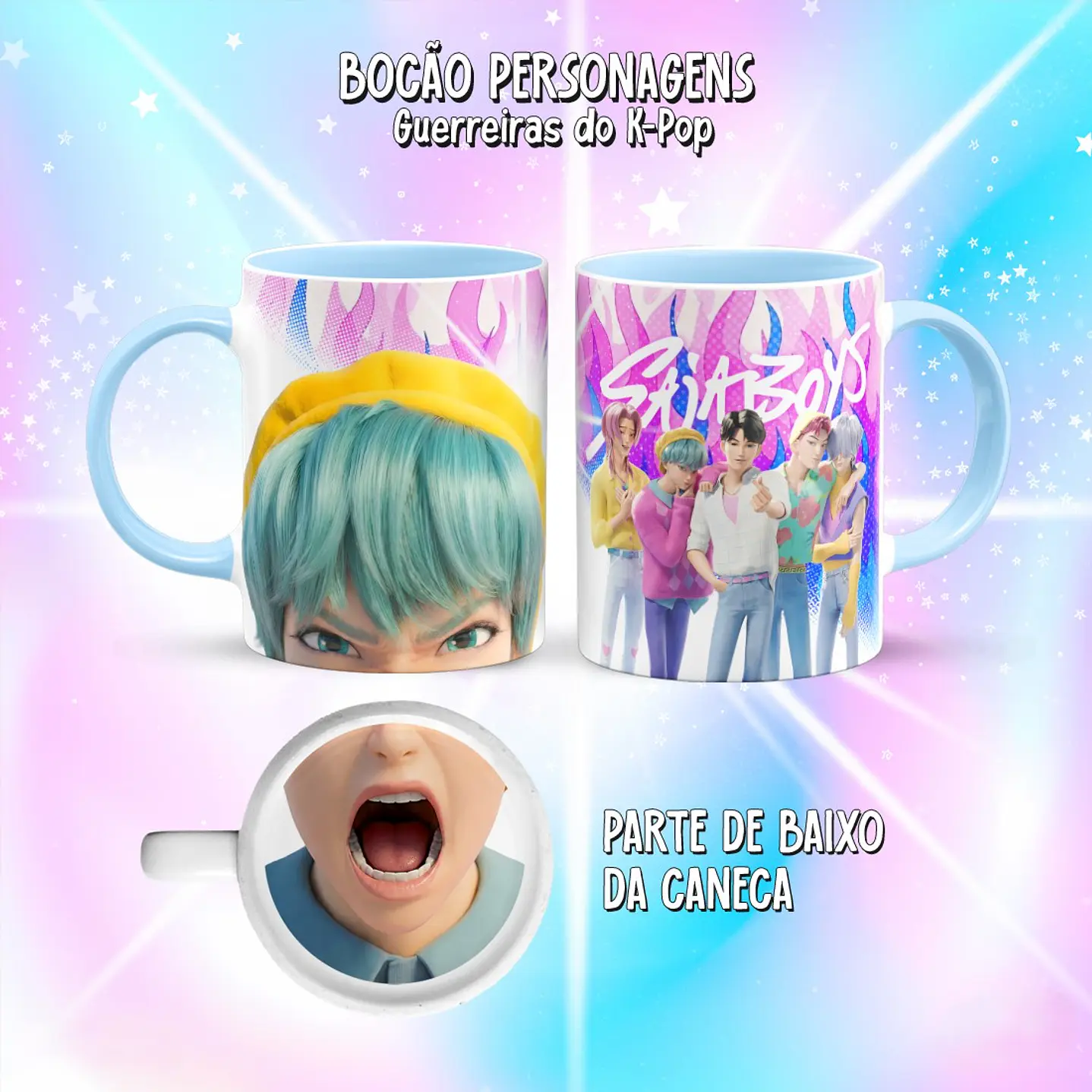 Kit 10 Artes Caneca Bocão Guerreiras do K-Pop PNG 13