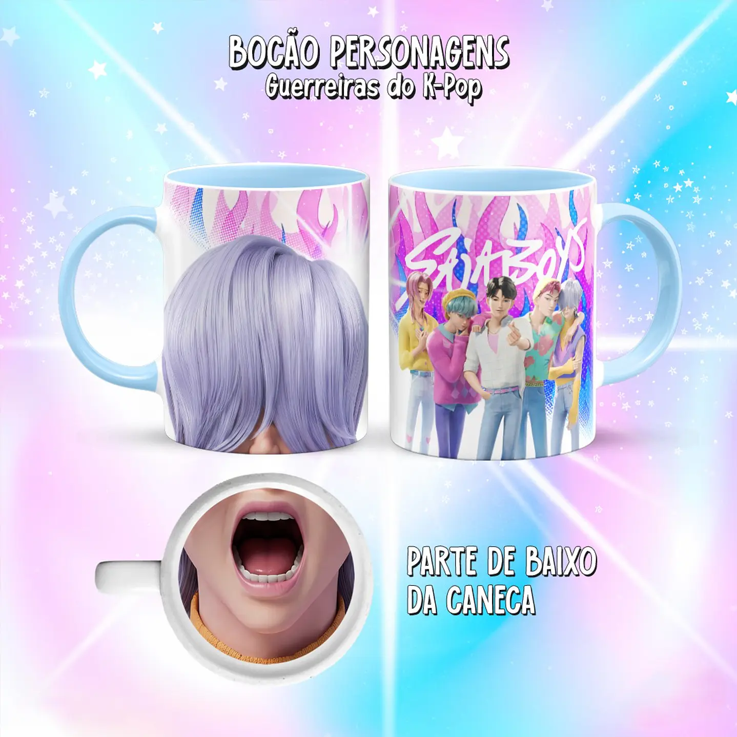 Kit 10 Artes Caneca Bocão Guerreiras do K-Pop PNG 17
