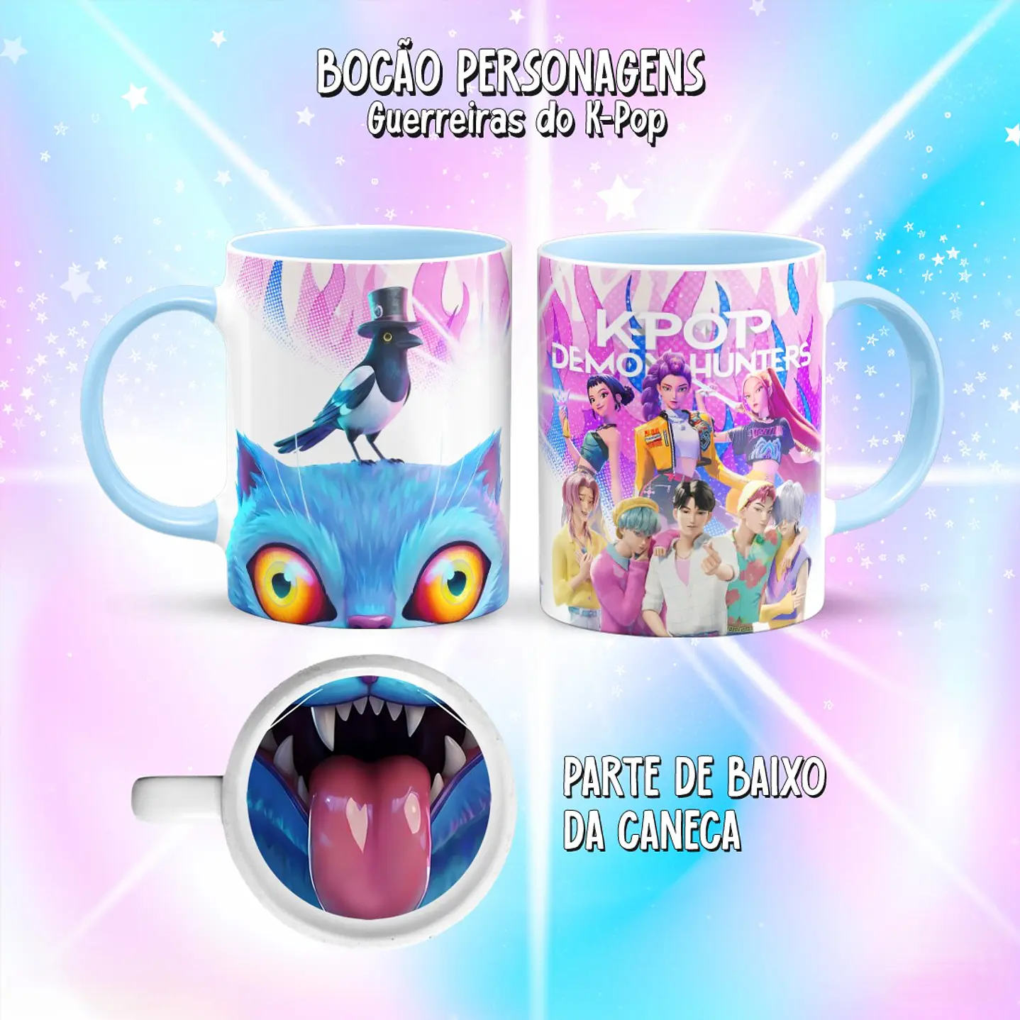 Kit 10 Artes Caneca Bocão Guerreiras do K-Pop PNG 18