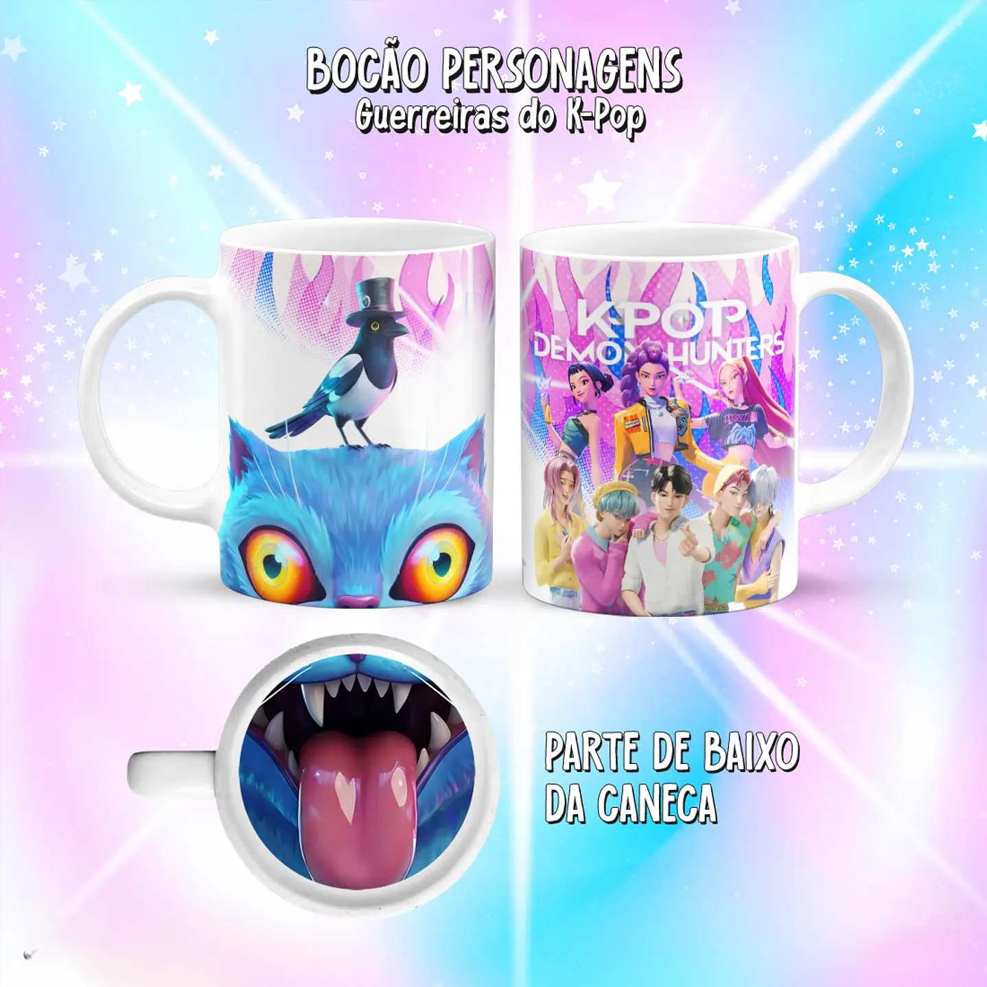 Kit 10 Artes Caneca Bocão Guerreiras do K-Pop PNG 19