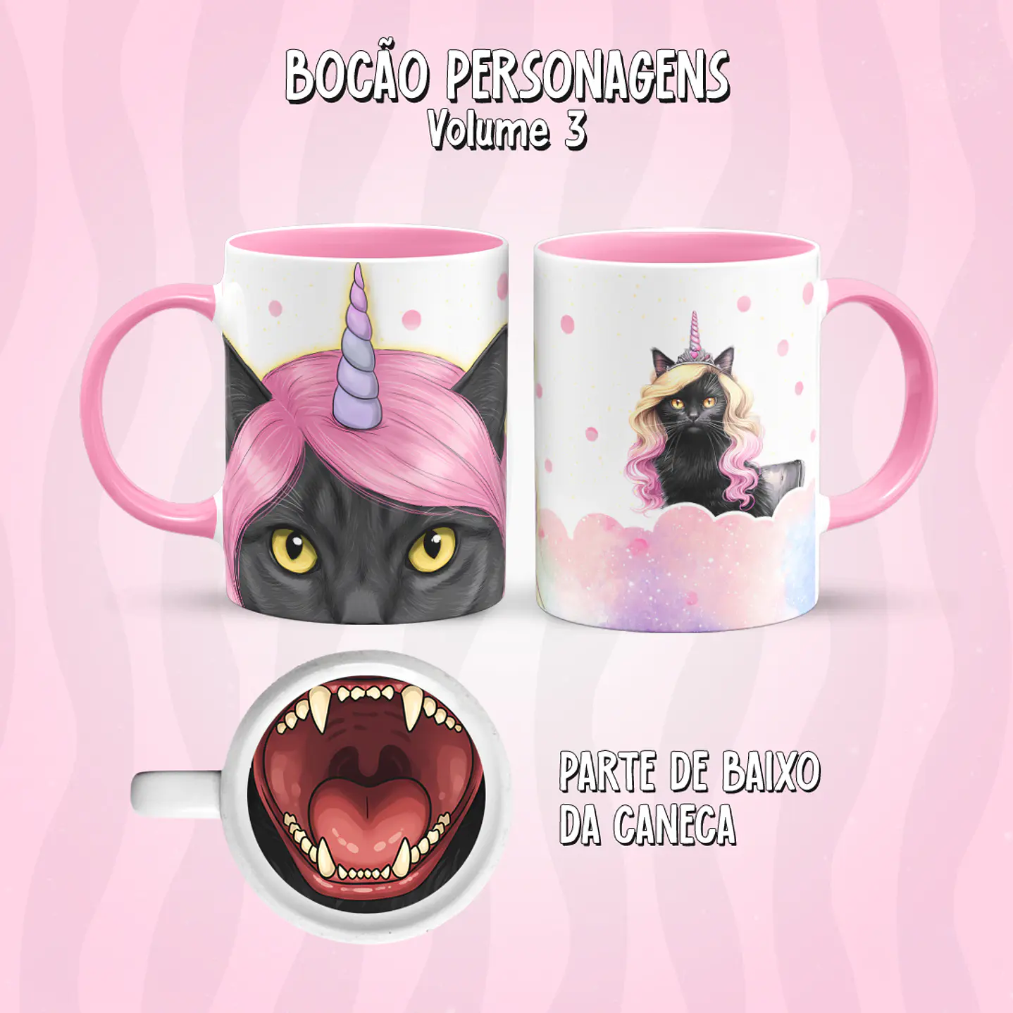 Kit 17 Artes Caneca Boca Personagens PNG 18
