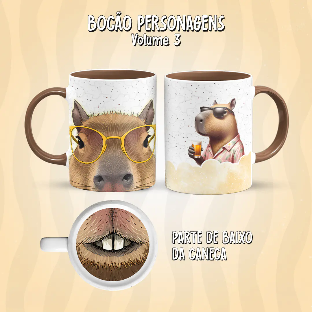Kit 17 Artes Caneca Boca Personagens PNG 3