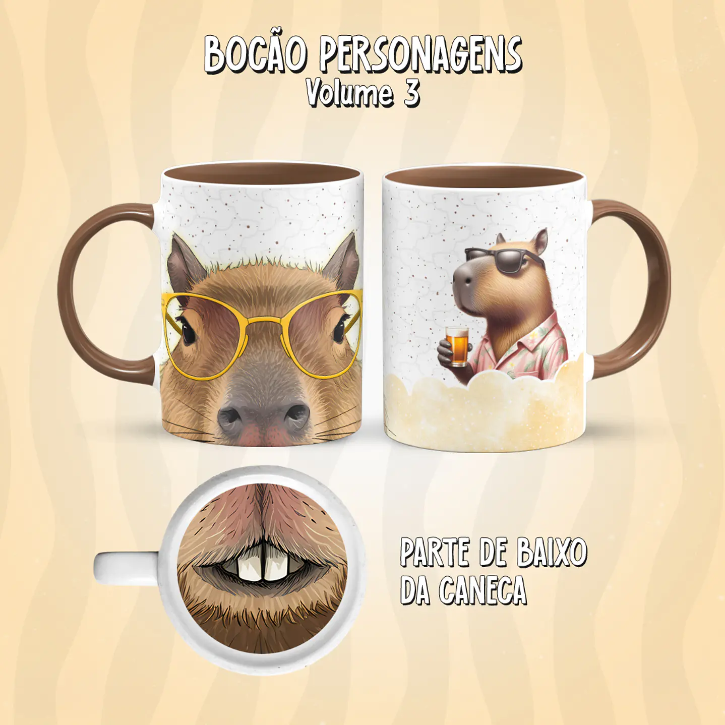 Kit 17 Artes Caneca Boca Personagens PNG 3