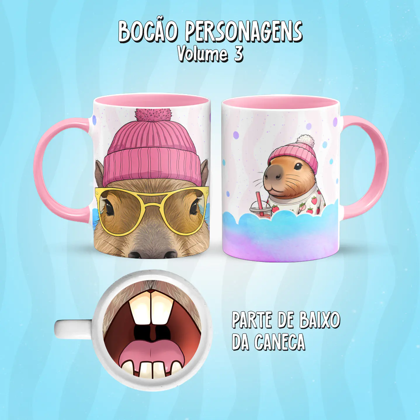 Kit 17 Artes Caneca Boca Personagens PNG 5
