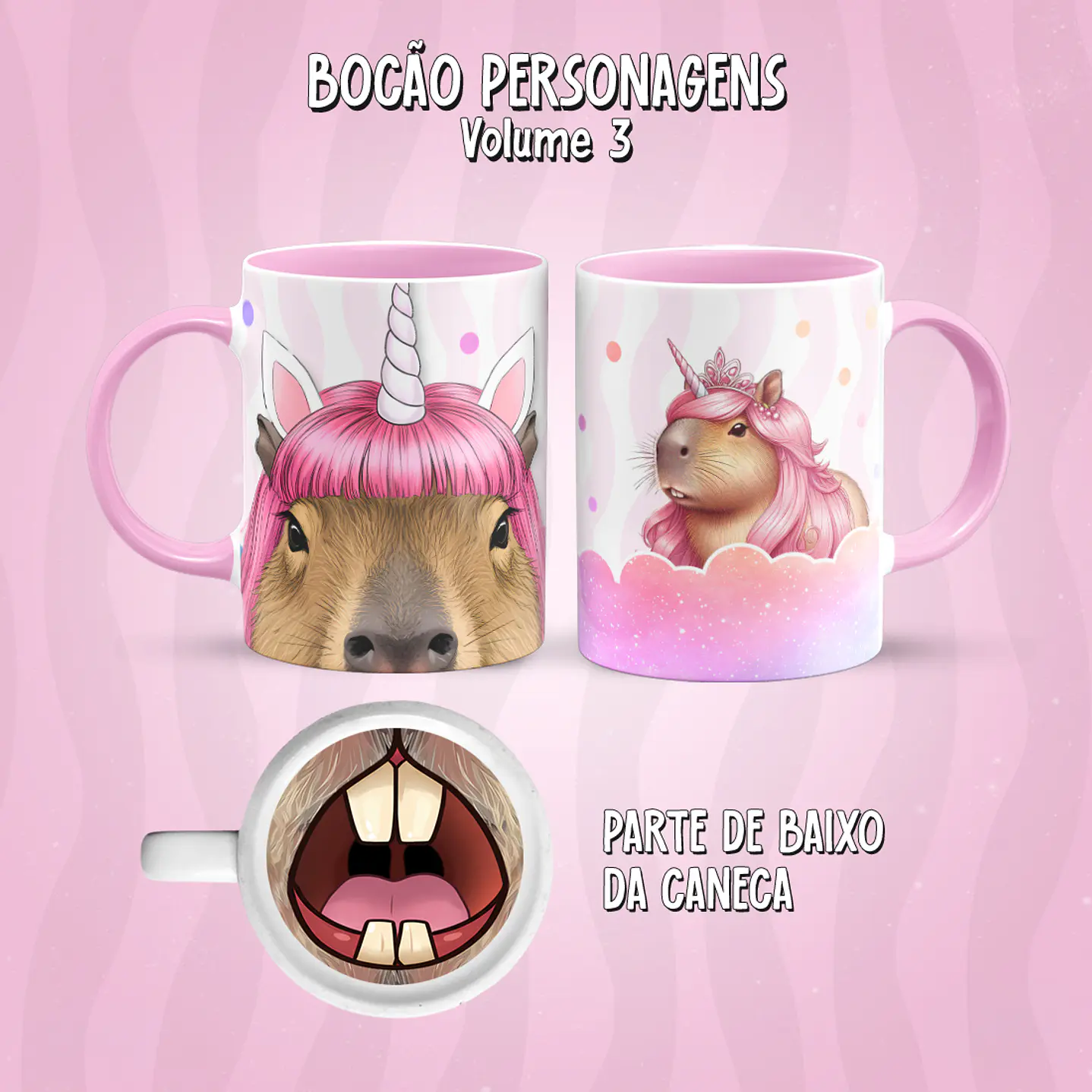 Kit 17 Artes Caneca Boca Personagens PNG 7