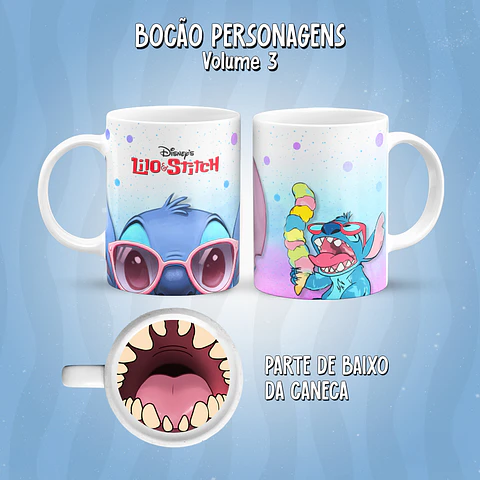 Kit 17 Artes Caneca Boca Personagens PNG