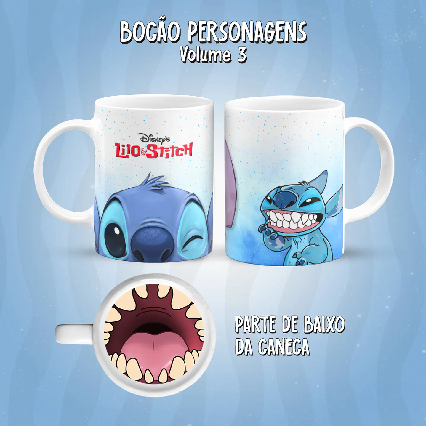 Kit 17 Artes Caneca Boca Personagens PNG 10