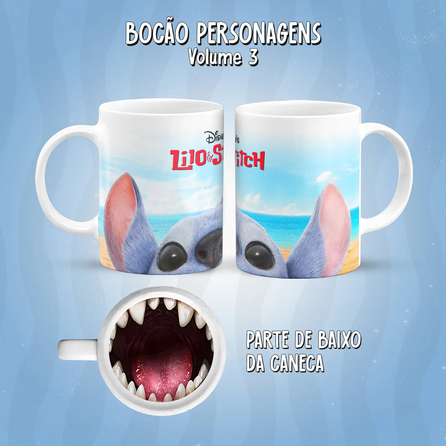 Kit 17 Artes Caneca Boca Personagens PNG 11
