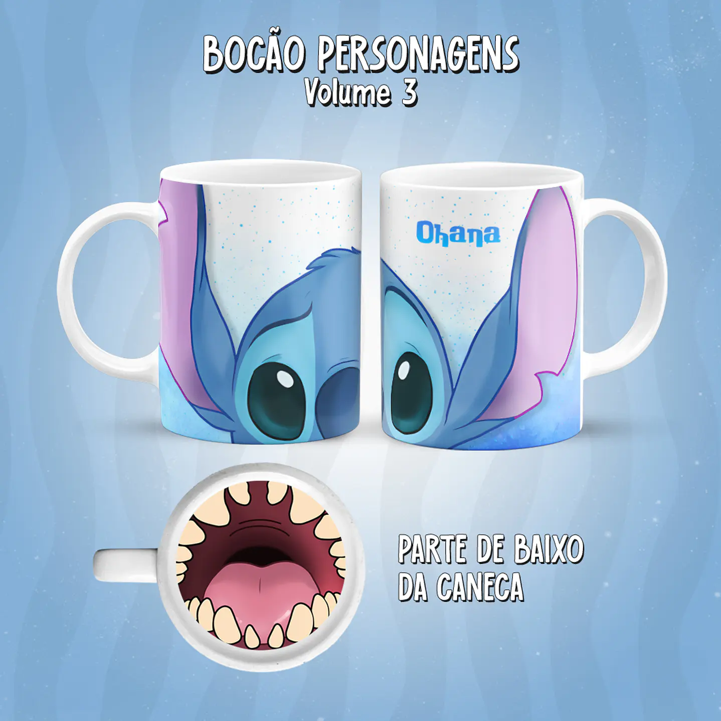 Kit 17 Artes Caneca Boca Personagens PNG 4