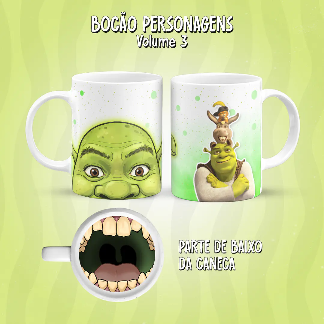 Kit 17 Artes Caneca Boca Personagens PNG 12