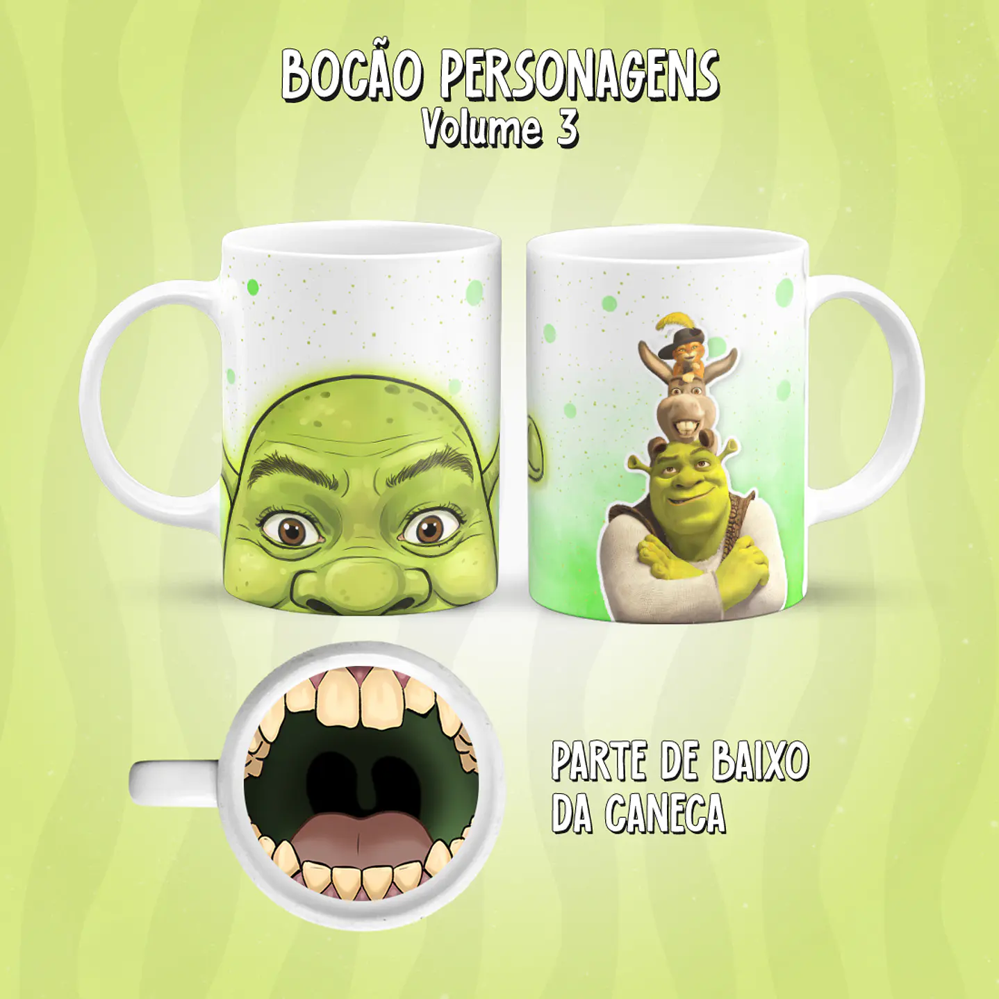 Kit 17 Artes Caneca Boca Personagens PNG 12