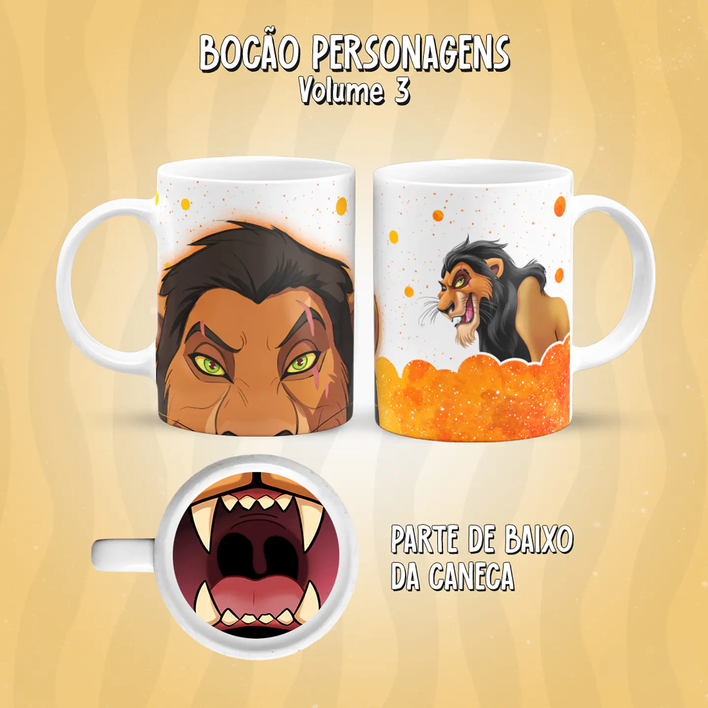 Kit 17 Artes Caneca Boca Personagens PNG 13
