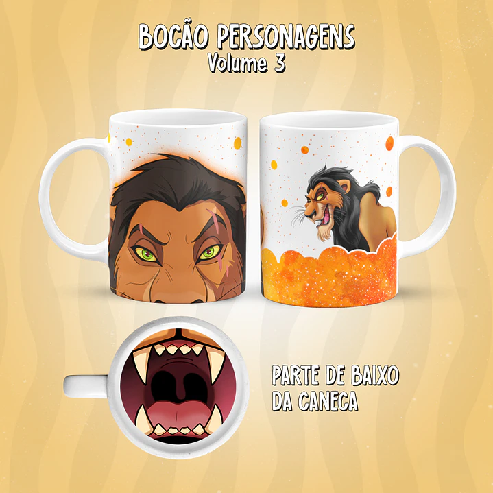 Kit 17 Artes Caneca Boca Personagens PNG 13