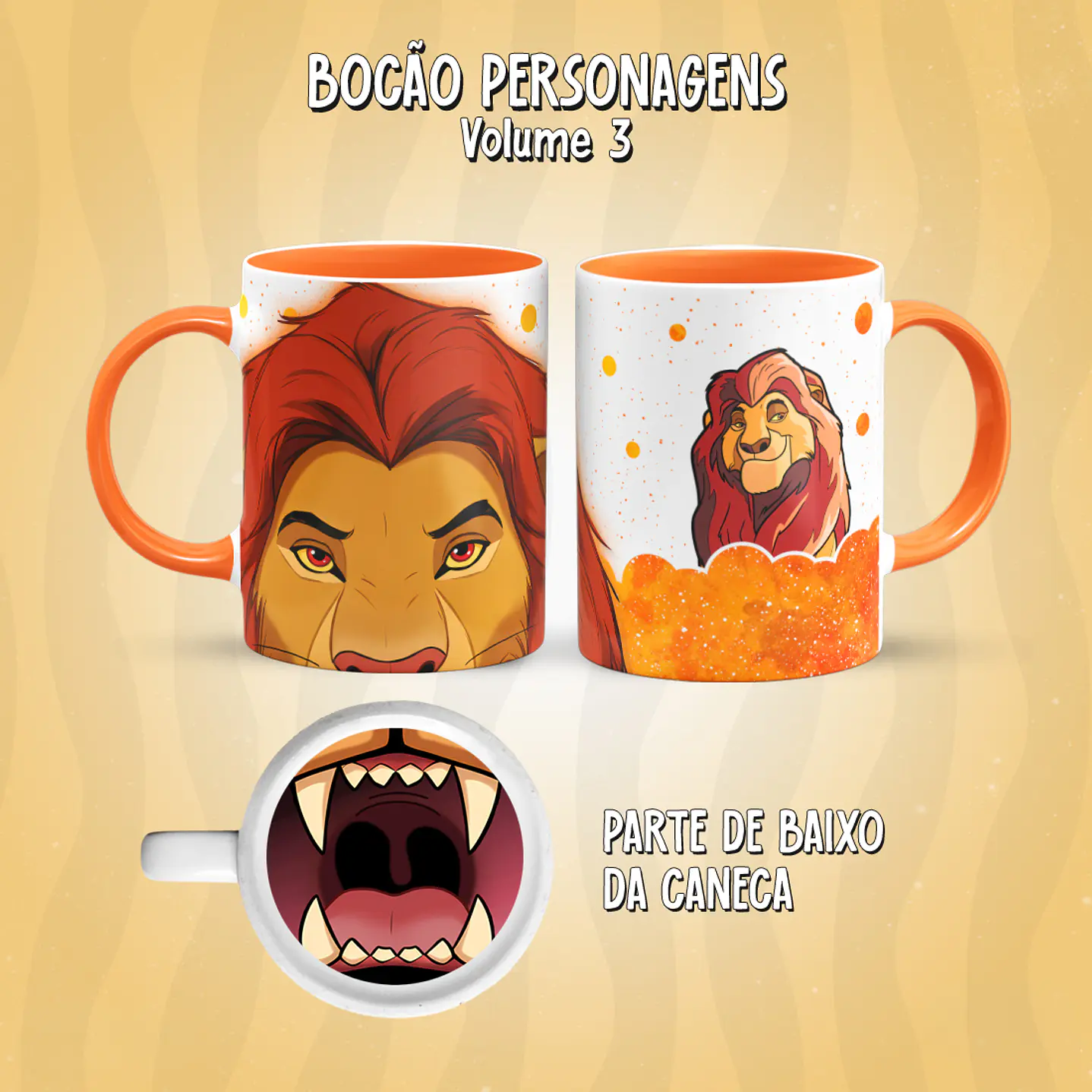 Kit 17 Artes Caneca Boca Personagens PNG 14
