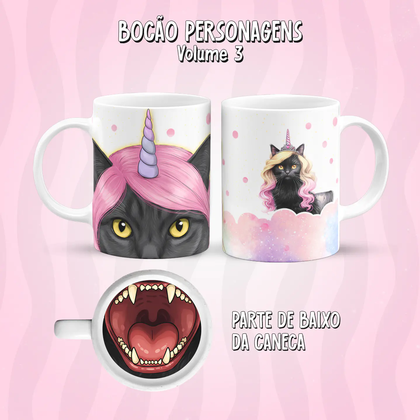 Kit 17 Artes Caneca Boca Personagens PNG 17
