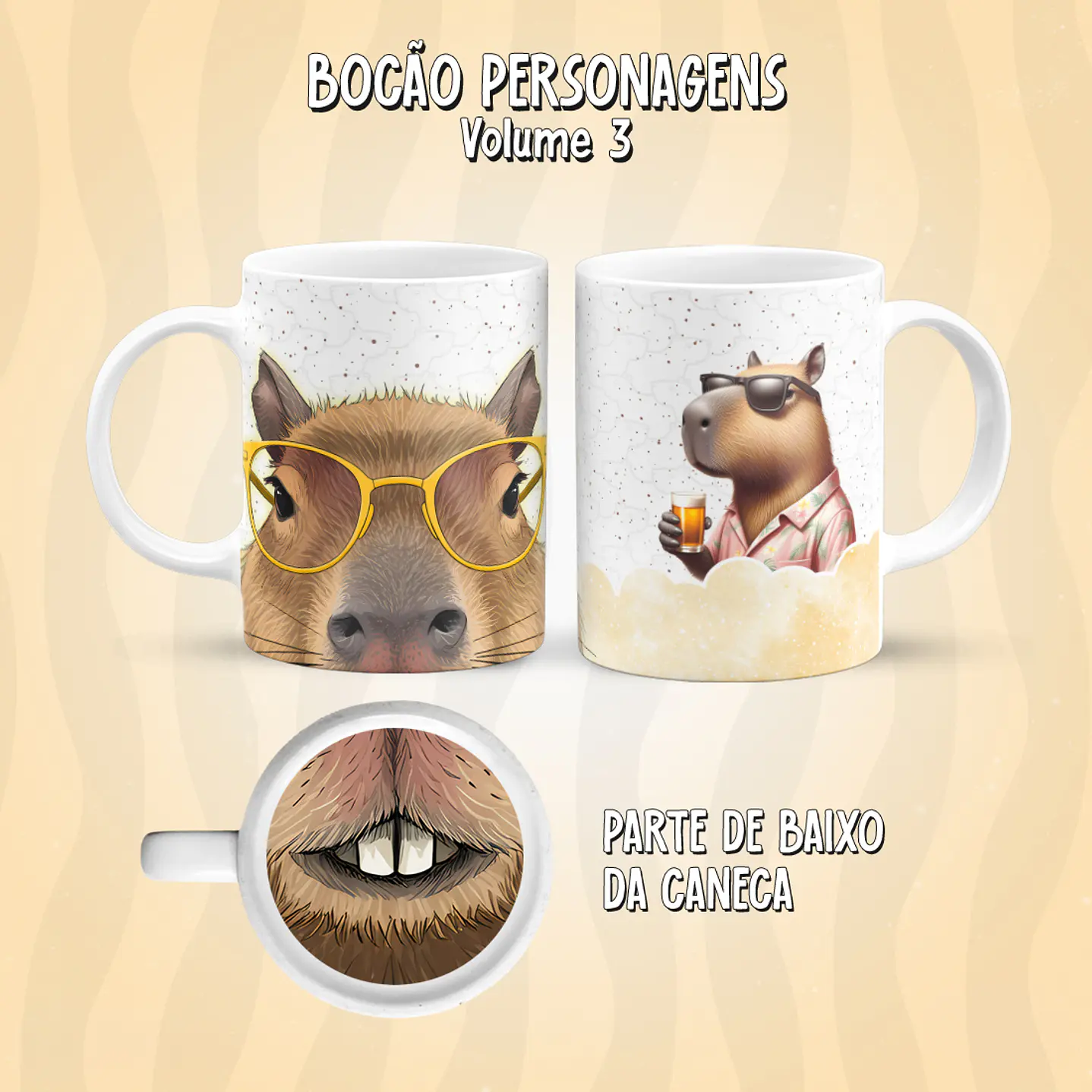 Kit 17 Artes Caneca Boca Personagens PNG 19