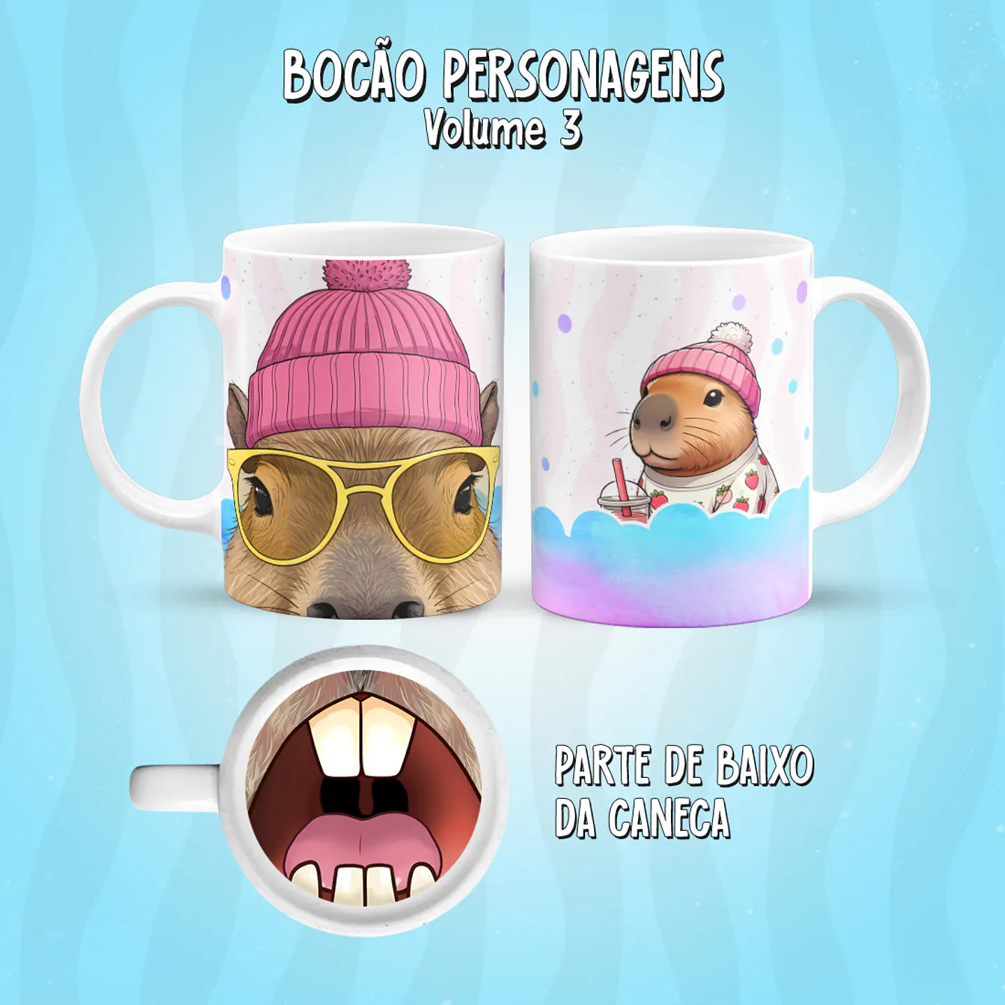 Kit 17 Artes Caneca Boca Personagens PNG 20