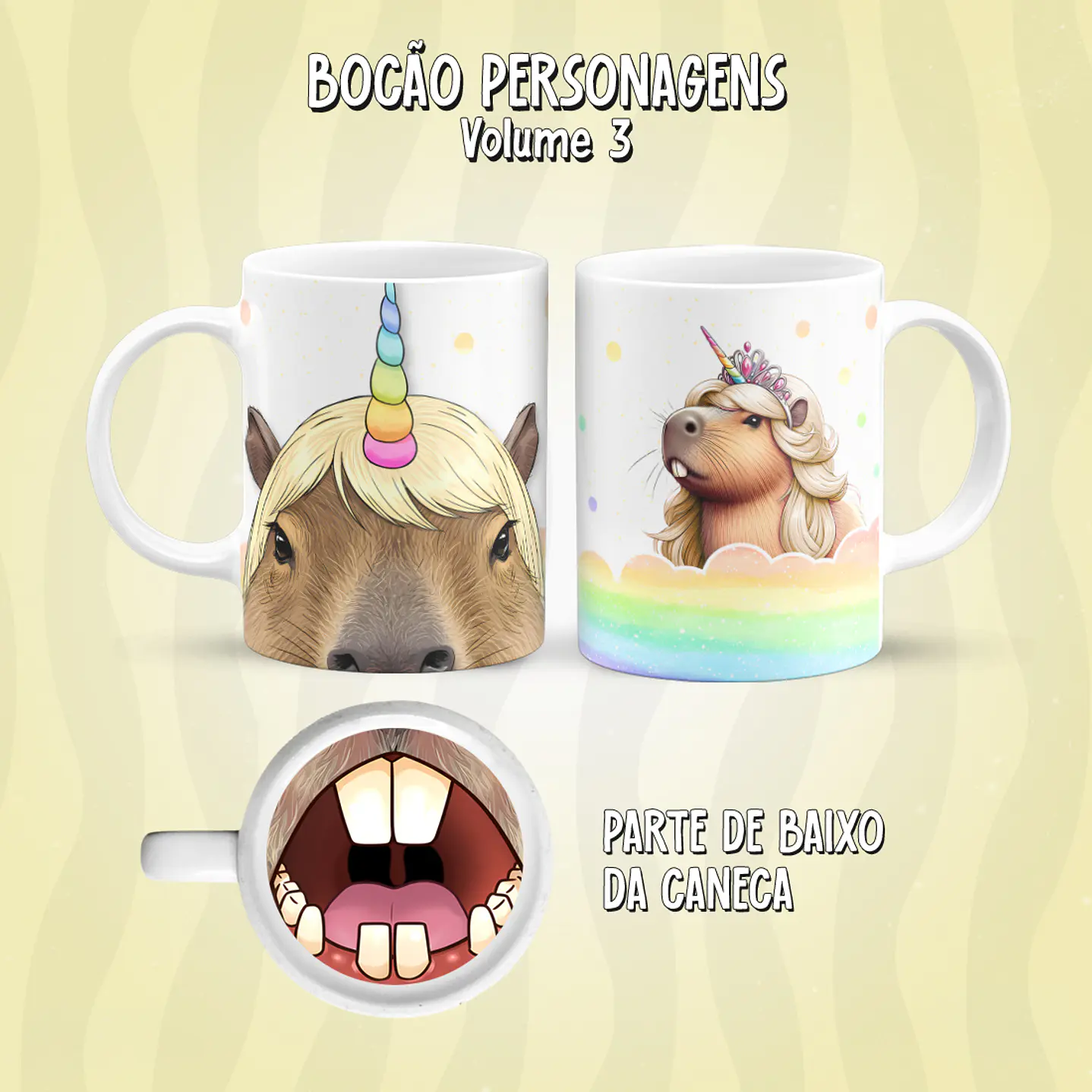 Kit 17 Artes Caneca Boca Personagens PNG 21