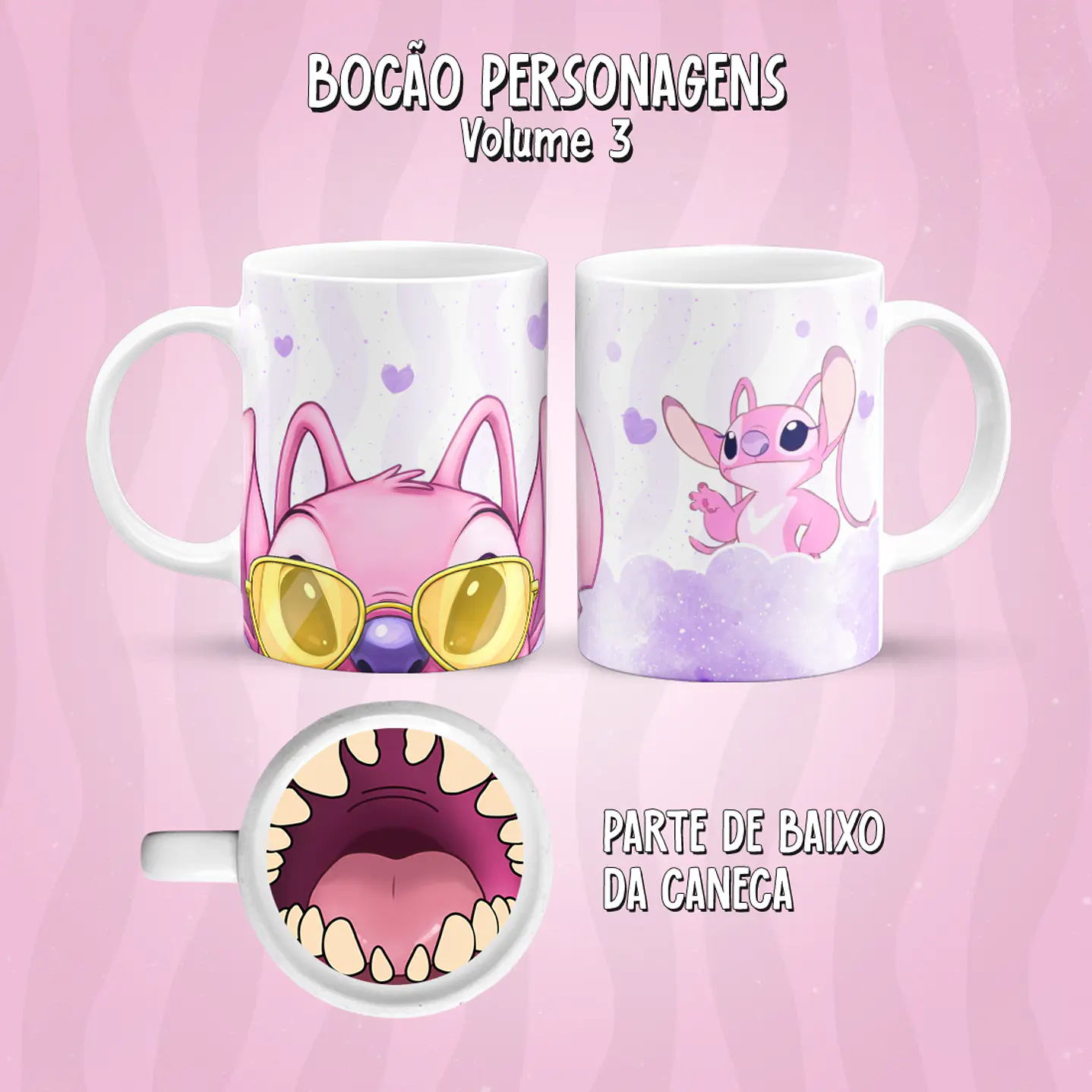 Kit 17 Artes Caneca Boca Personagens PNG 23