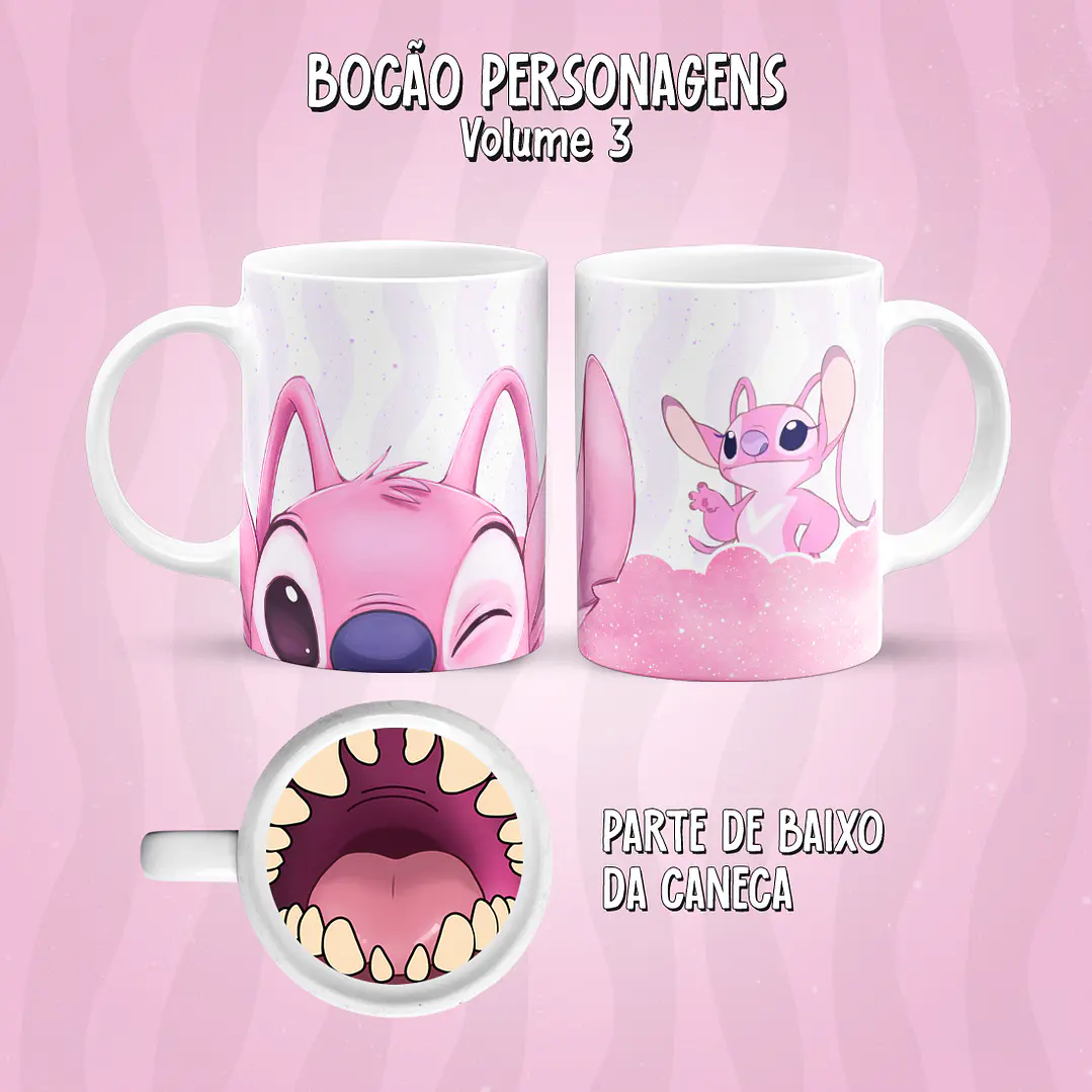Kit 17 Artes Caneca Boca Personagens PNG 24