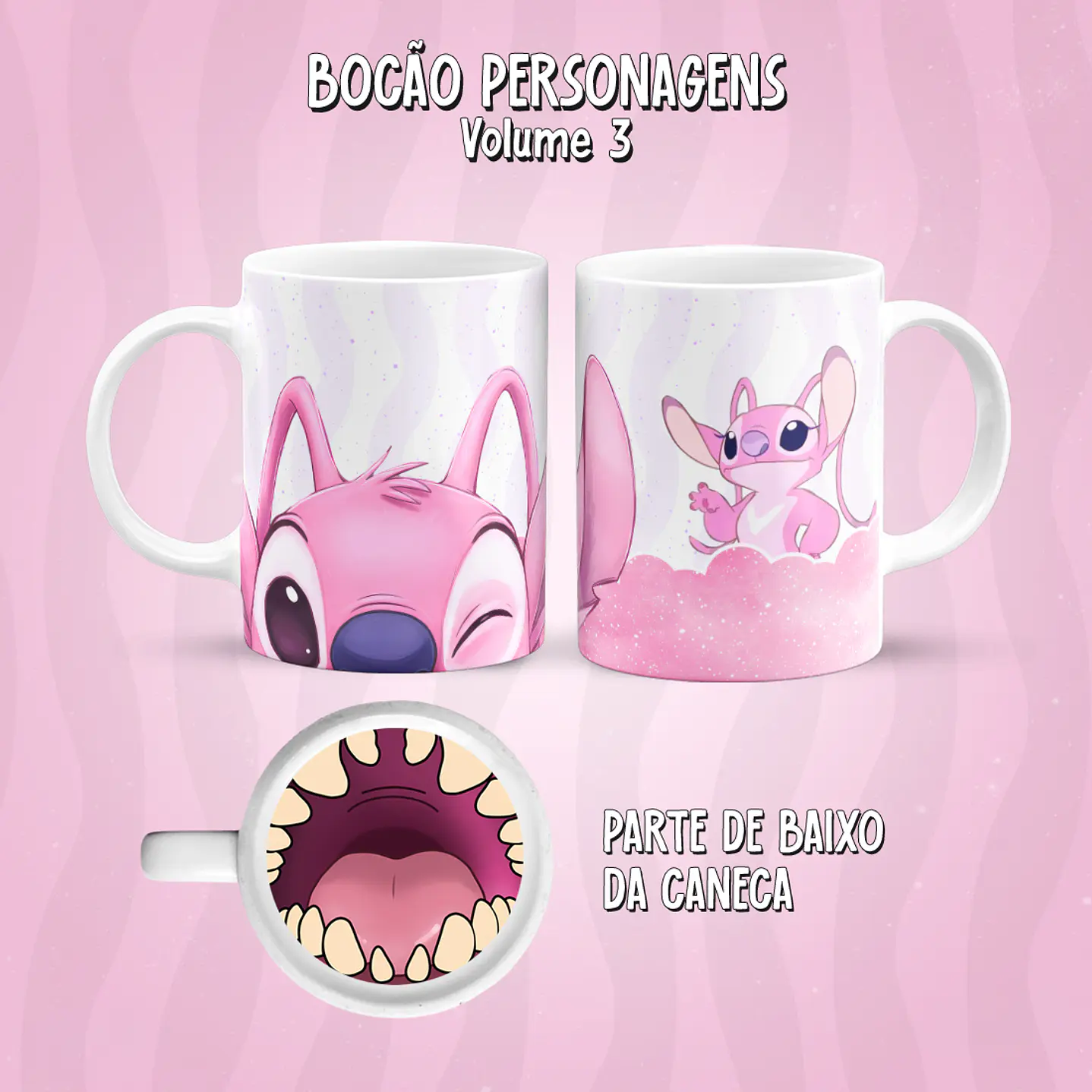 Kit 17 Artes Caneca Boca Personagens PNG 24