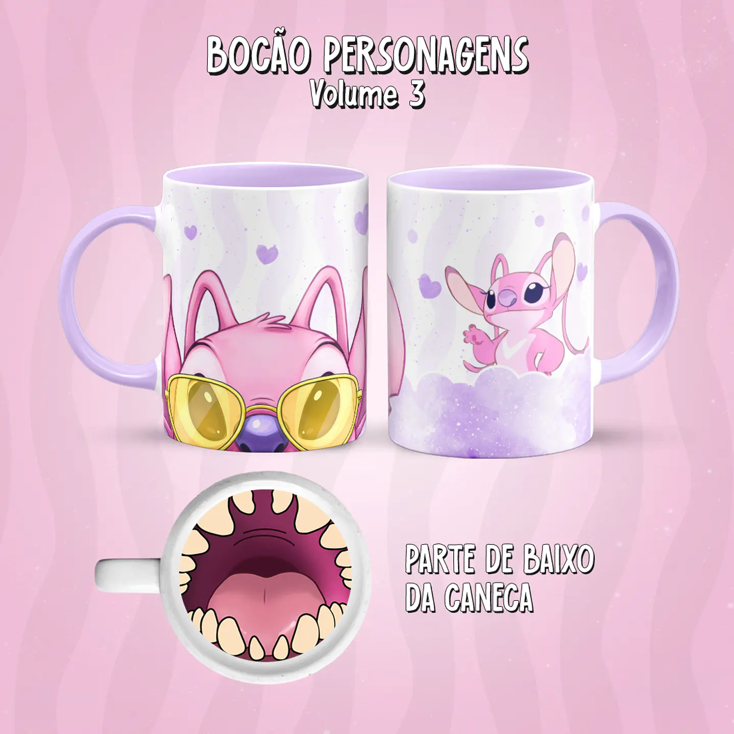 Kit 17 Artes Caneca Boca Personagens PNG 25