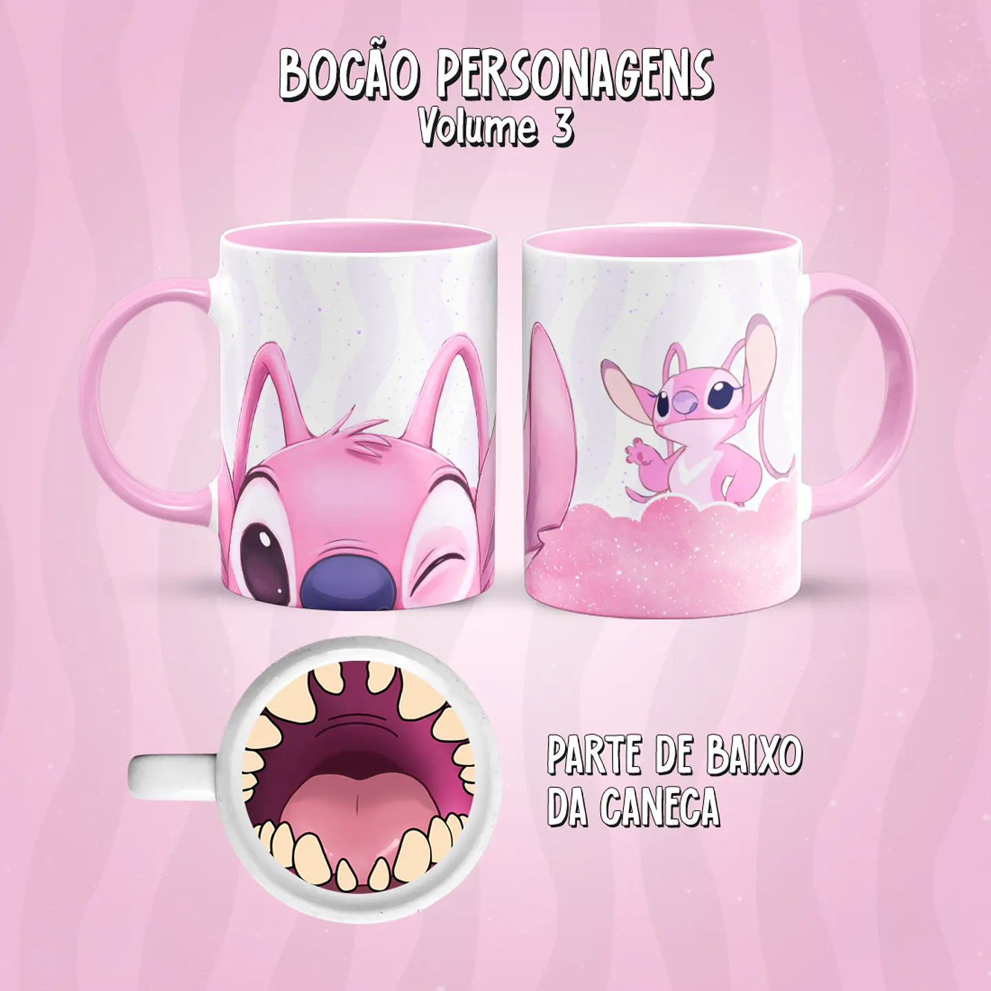 Kit 17 Artes Caneca Boca Personagens PNG 26