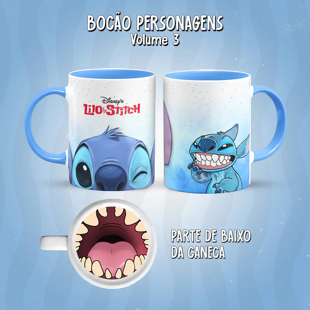 Kit 17 Artes Caneca Boca Personagens PNG 30