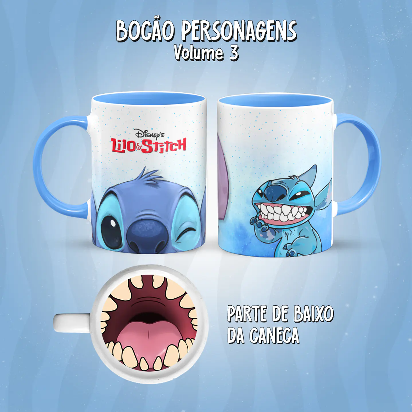 Kit 17 Artes Caneca Boca Personagens PNG 30