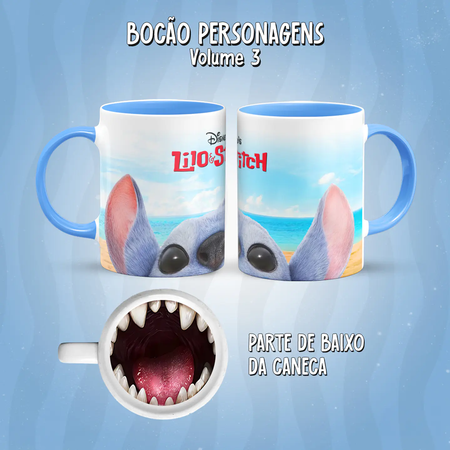 Kit 17 Artes Caneca Boca Personagens PNG 31