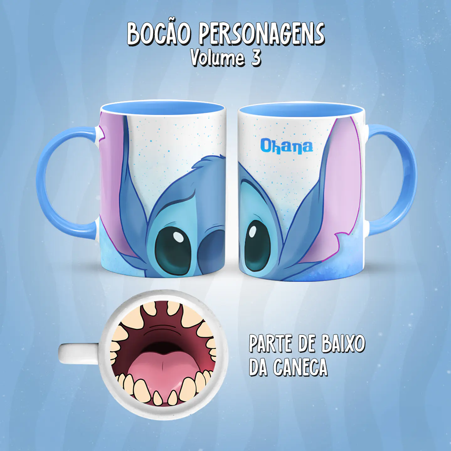 Kit 17 Artes Caneca Boca Personagens PNG 32