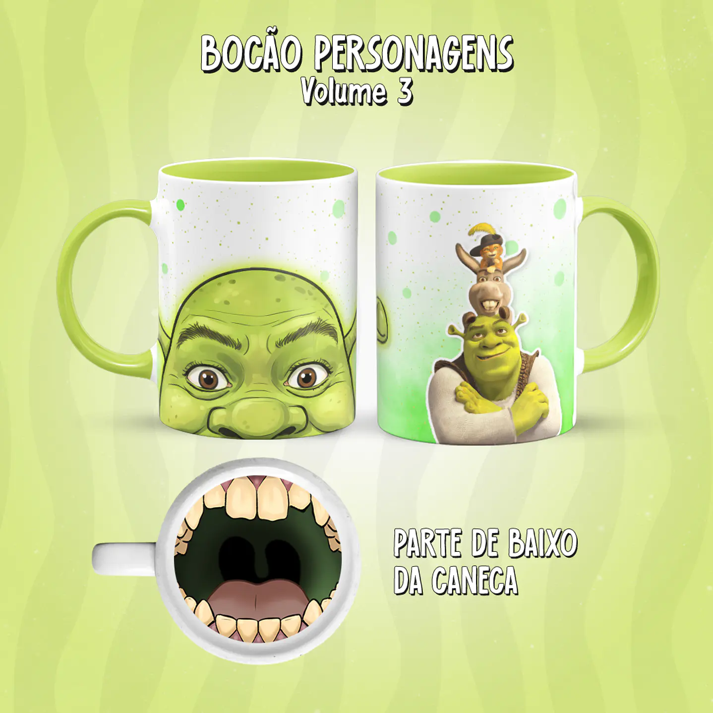 Kit 17 Artes Caneca Boca Personagens PNG 33